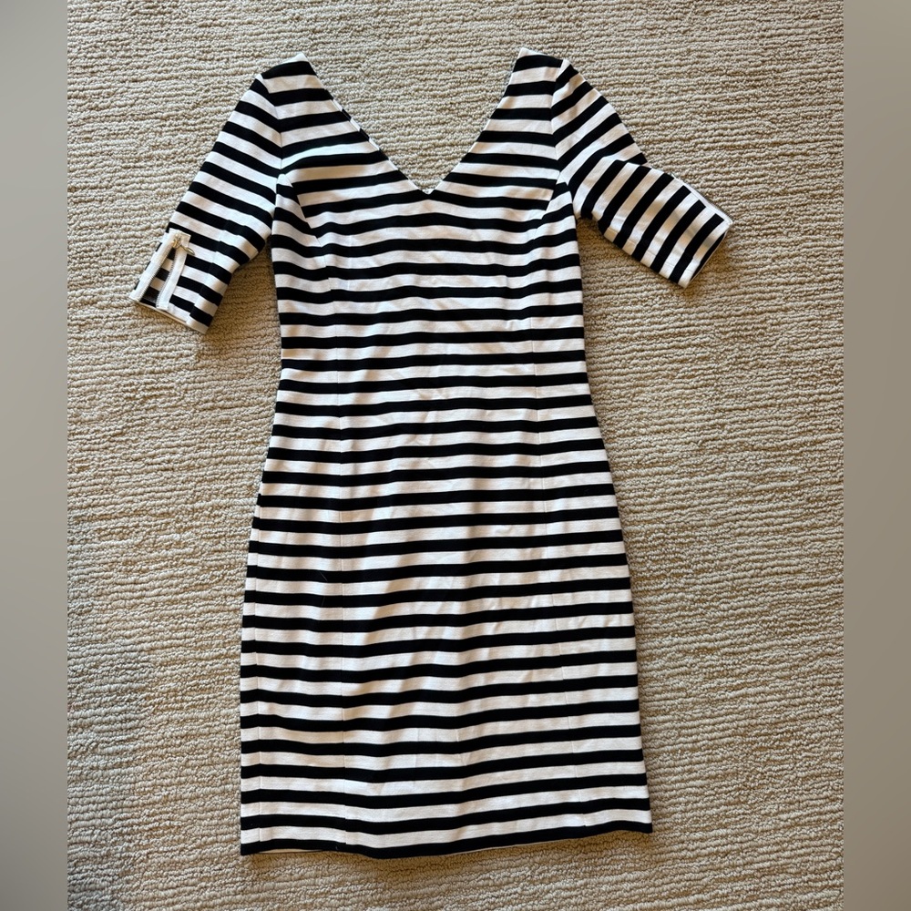 Banana Republic Black and White Striped Midi Dress